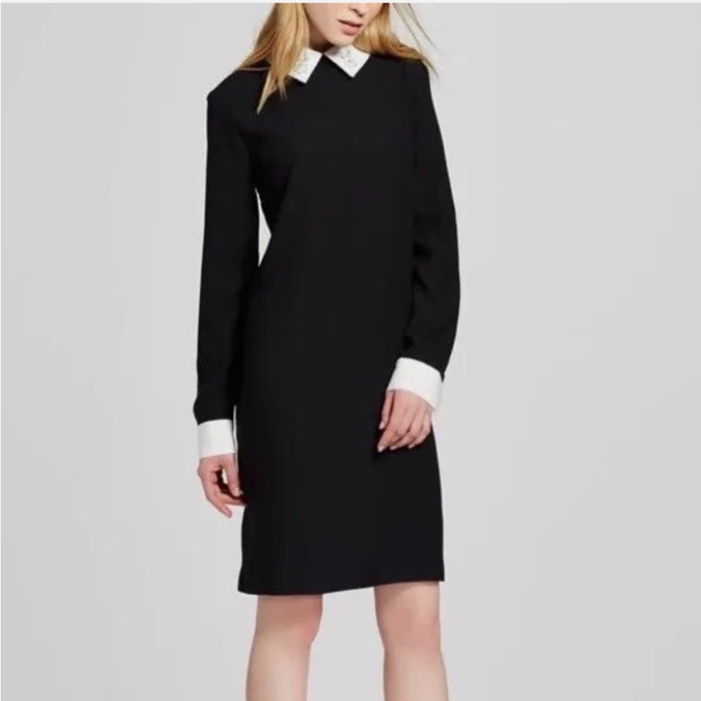 Victoria Beckham for Target Black Sheath Dress with Rabbit Collar - Size L